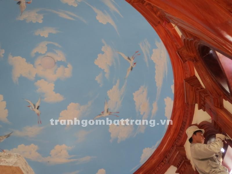 Mẫu trần nhà vẽ bằng acetic